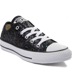 Black glitter converse shuck Taylor all star low tops